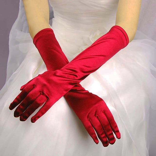 RXIRUCGD Long Opera Party Satin Gloves Stretchy Adult Size Elbow Length