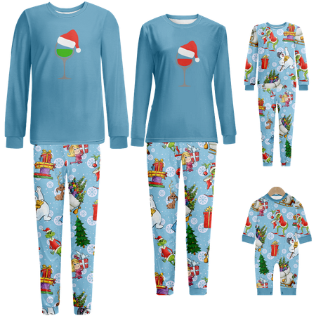 

Holiday Family Matching Christmas Pajamas Sets Cartoon Monster Print Sizes for Adult-Kids-Baby-Pet 2 Pieces Top and Pants Bodysuits Clothes Pajamas Set