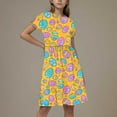 thumbnail image 2 of GERsome Girls' Short-Sleeve Dress Crewneck A-Line Sundress Summer Casual Midi Dresses for 4-14 Years Kids, 2 of 5
