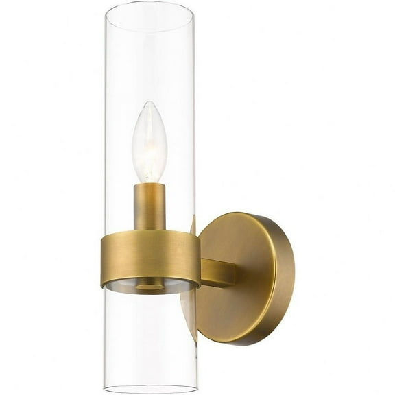 1 Light Wall Sconce in Restoration Style-13 inches Tall and 6.5 inches Wide-Rubbed Brass Finish Bailey Street Home 372-Bel-4652253