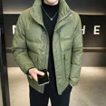 thumbnail image 3 of Chaqueta de plumón con cuello alto para hombre, chaquetas cortas con relleno de plumón de pato, chaquetas acolchadas ligeras de marca de invierno para hombre 2024, abrigo para hombre, 3 of 5
