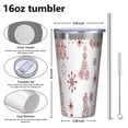 thumbnail image 4 of 16oz Tumblers White Christmas Tree Pattern Stainless Steel Vacuum Insulated Double Wall Travel Tumbler Cups Mug with Lid and Straw,Cleaning Brush for Coffee,Tea, 4 of 4
