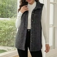 thumbnail image 3 of Women's Sleeveless Double-Sided Velvet Vest Cardigan Casual V-Neck Button Down Plush Vest With Pockets, 3 of 5