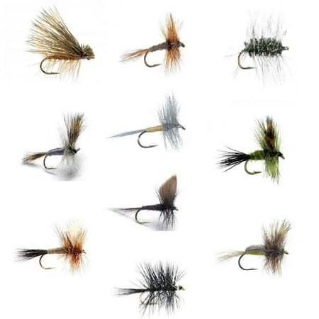 Fly Fishing Flies Set of 30 Dry Flies for Trout and Freshwater Fish - 10 (Best Dry Fly Patterns For Trout)