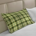 thumbnail image 2 of Olive Green Knitted Quilt Pillowcover, Quilt Pattern Traditional Scottish Design Checkered Geometrical, Standard King Size Pillow Cover for Bedroom, 36" x 20", Dark Green Yellow Brown, by Ambesonne, 2 of 2