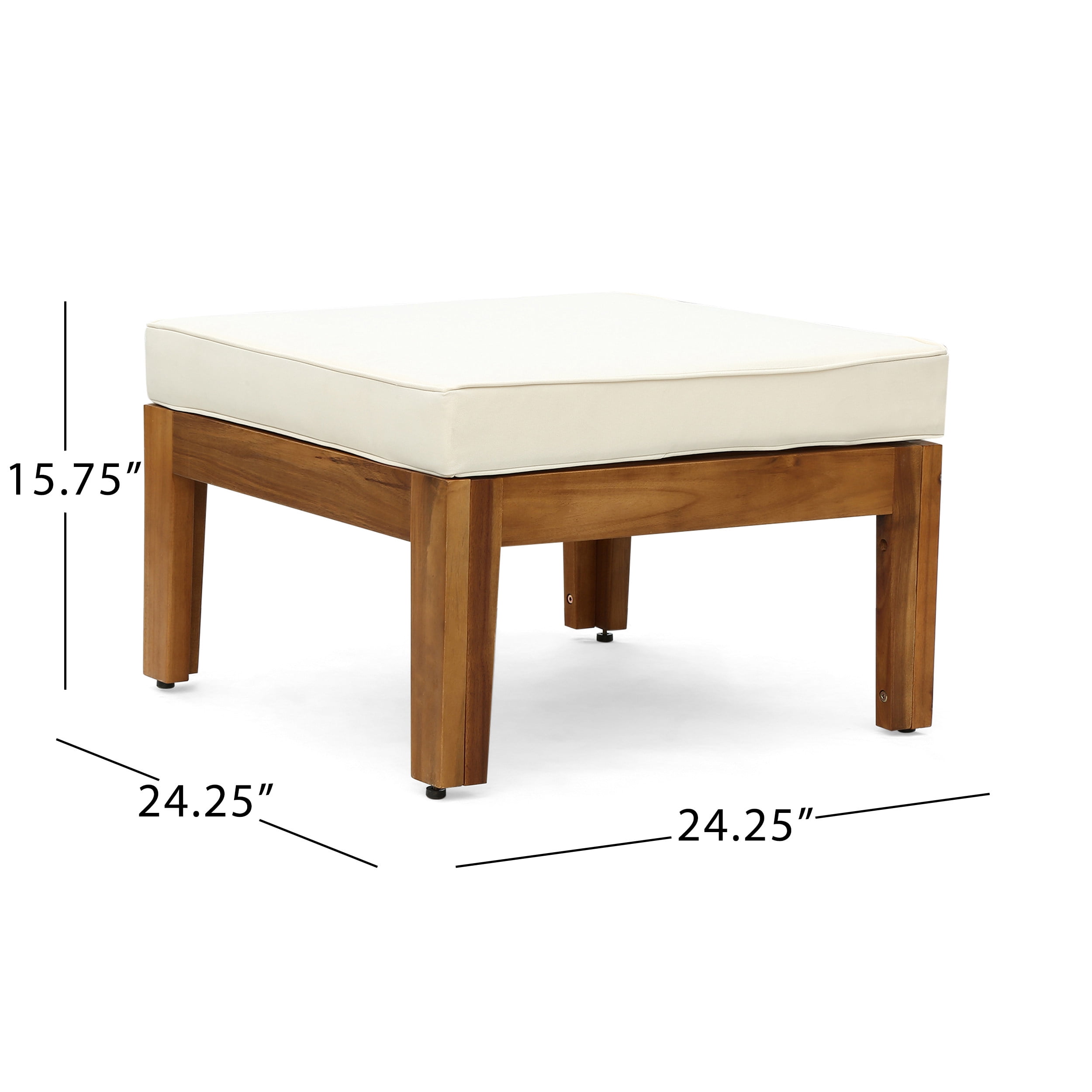 L-Shape Outdoor Acacia Wood Sectional Patio Sofa Set, 3-Piece Seating with Ottoman & Coffee Table, Weather-Resistant Cushions for Garden Backyard, Teak+Beige