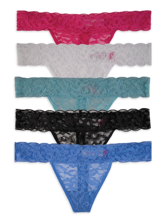 No Boundarie's Women's Lace Thong Panties, 5-Pack
