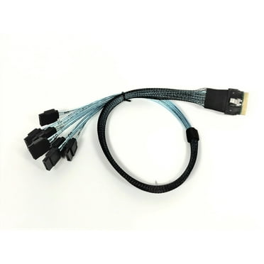 SlimSAS 8i (SFF-8654) Straight to 8X SATA Cable - 1 Meter
