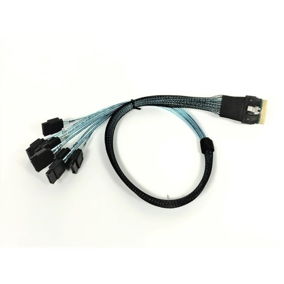 SlimSAS 8i (SFF-8654) Straight to 8X SATA Cable - 50CM