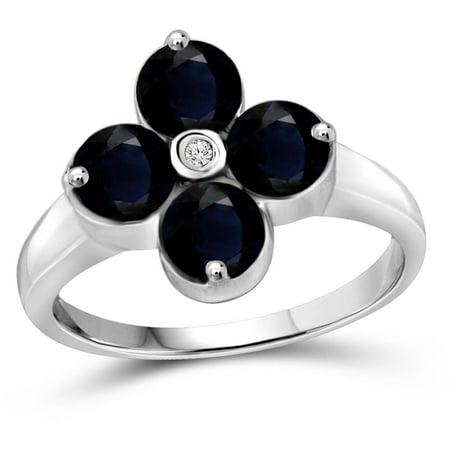 JewelersClub 3.44 Carat T.G.W. Sapphire Gemstone and White Diamond Accent Sterling Silver Ring