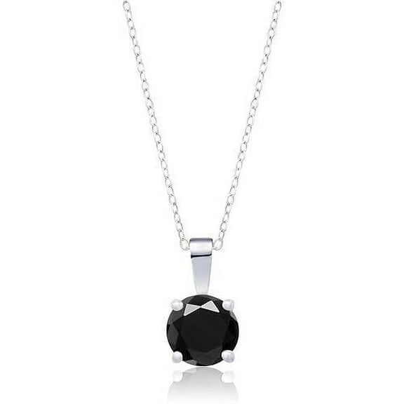 2Ct Round Cut Lab-Created Black Diamond Solitaire Pendant 14K White Gold Plated
