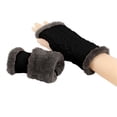 thumbnail image 3 of SHTXOZHI Fleece Lined Arm Warmers for Women Fingerless Knitted Gloves Winter Mittens with Thumb Hole, 3 of 4