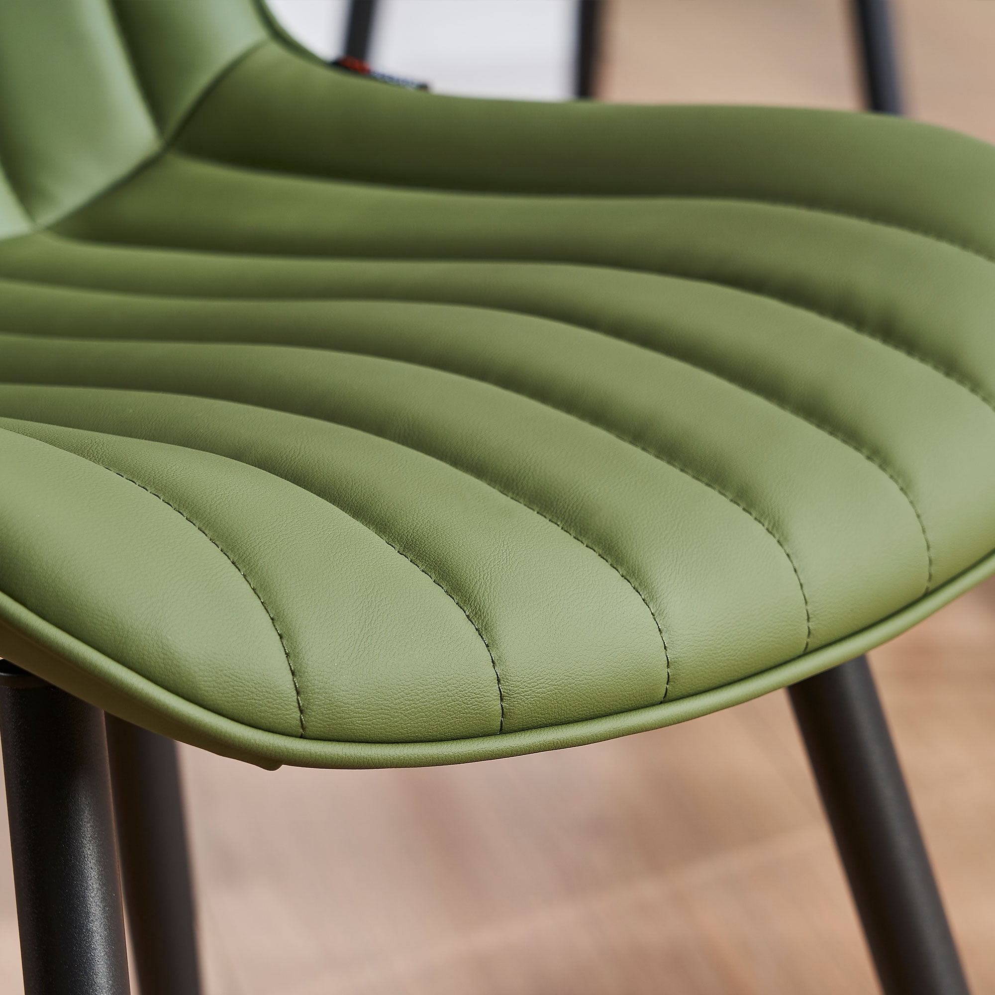 YOUNIKE Soft Dining Chair Set of 2 Faux Leather Upholstered Wide Back Kitchen Chair, Green
