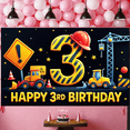 thumbnail image 5 of Colorful Design Banner Construction Theme Number 3 Decorative Sign for Kids Birthday Party Indoor Outdoor Event, 5 of 9