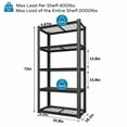 thumbnail image 5 of VEIKOUS 5-Tier Storage Rack, 35"W x 18"D x 72"H, 2000LBs Capacity, Adjustable Shelves, Tool-Free Assembly - Black, 5 of 14