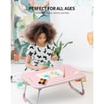 thumbnail image 3 of Foldable Laptop Table  Portable Lap Desk Bed Table Tray  Laptop Stand with Cup Holder &amp; Tablet Slot &amp; Lifting Handle for Working Writing Drawing &amp; Eating (Pink), 3 of 6