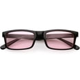 thumbnail image 1 of Retro Horn Rimmed Rectangle Sunglasses Wide Arms Color Tinted Lens 52mm (Black / Pink), 1 of 4
