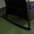 thumbnail image 4 of Yardi Yarda Outdoor Wicker Rocking Chair with Cushions, Rattan Rocker with Steel Frame, Dark Blue, 4 of 11