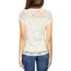 thumbnail image 5 of INSPIRE CHIC Top de encaje floral transparente con mangas cortas y dobladillo curvo transparente para mujer blanco XL, 5 of 6