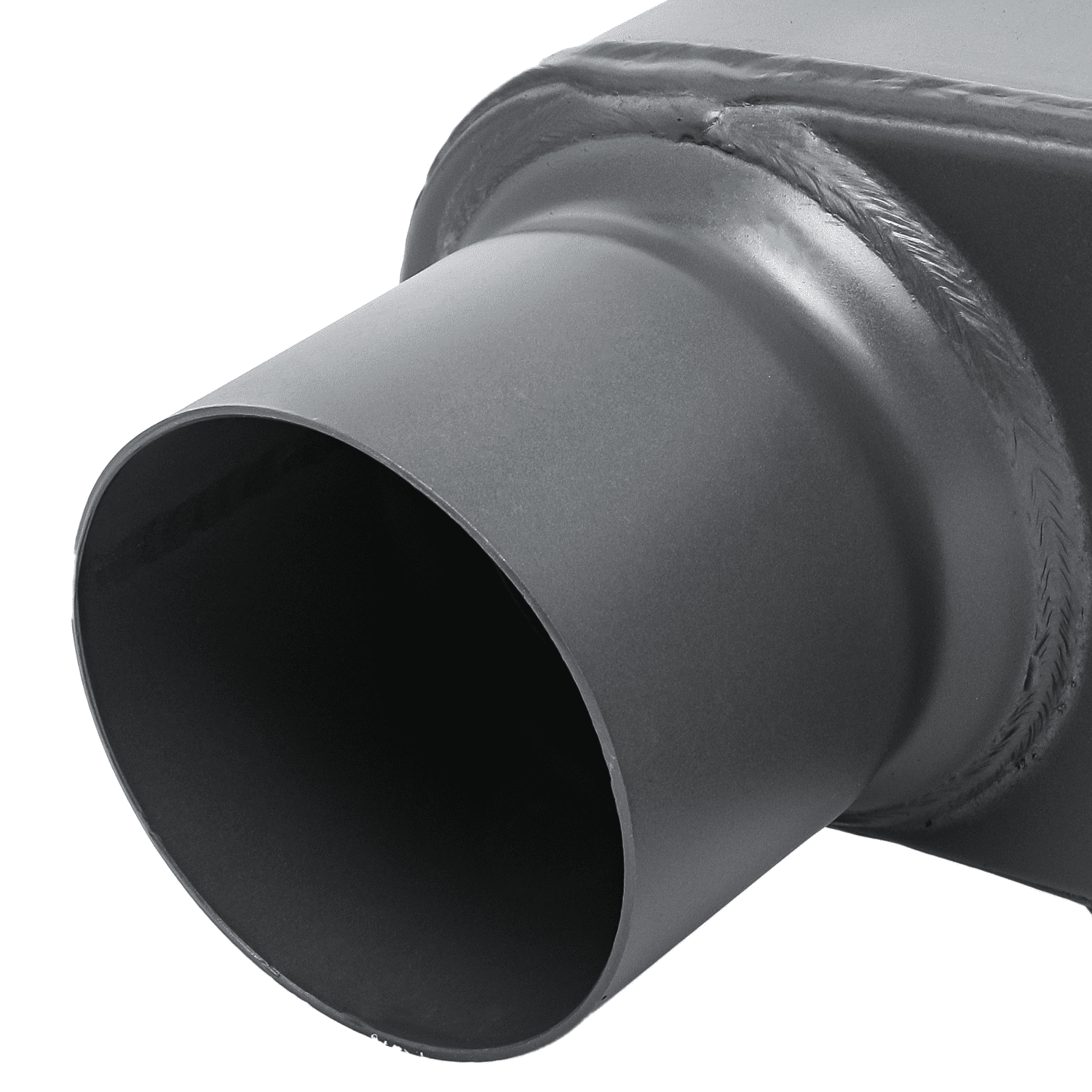 Magshion 2.25 Inch Inlet/Outlet 1 Pair Chambered Exhaust Muffler Straight-Through Stainless Steel Round Tip, Gray