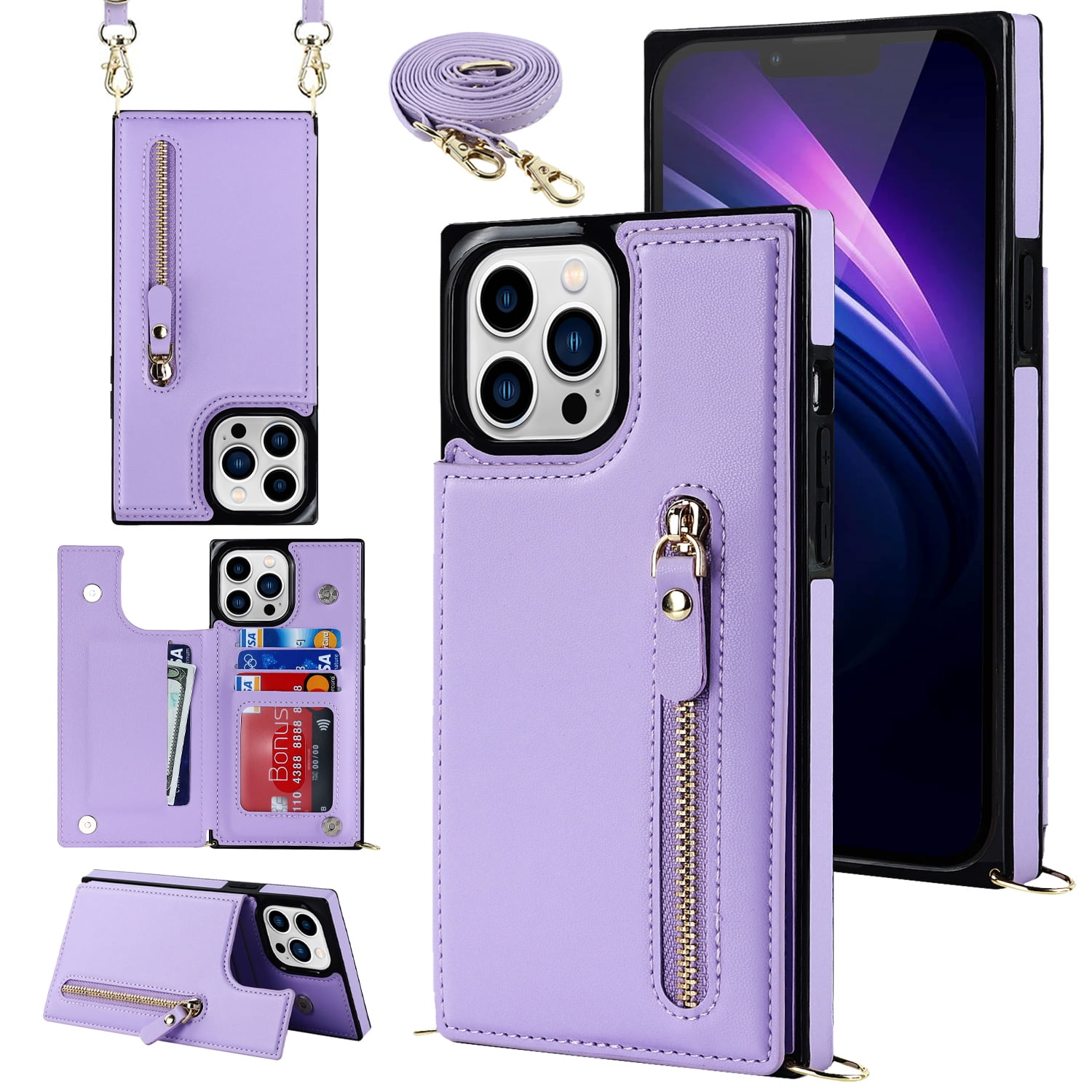 Wallet Case for iPhone 14 Pro Max, PU Leather Magnetic Crossbody ...