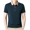 thumbnail image 2 of Golf Shirts for Men Cotton Blend Short Sleeve Button Collared T-Shirts Mens Casual Color-Block Pullover Slim-Fit Athletic Workout Tees Tops, 2 of 5
