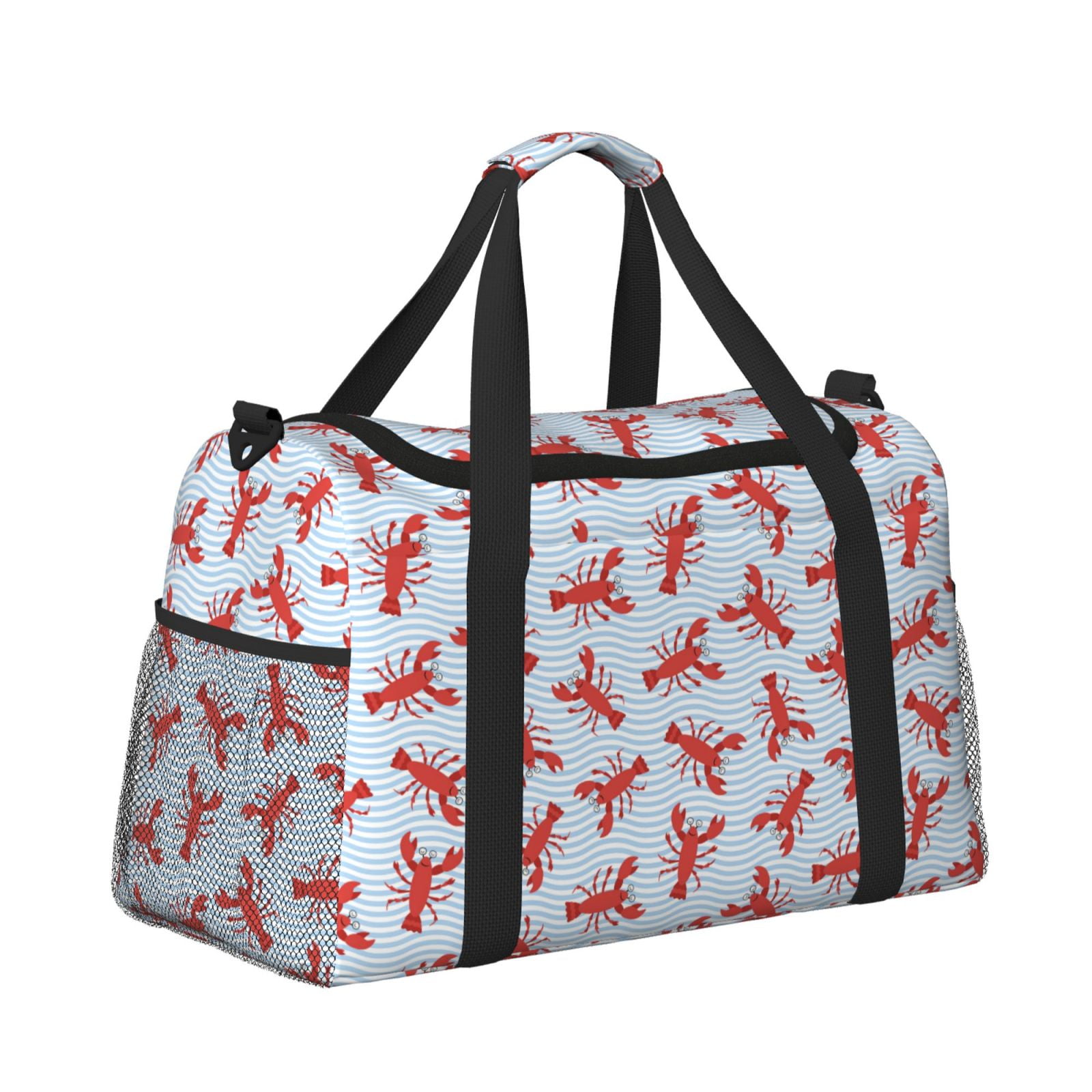 Fuzoiu Cartoon Lobsters 1 Print Travel Duffle Bag,Carry On Tote Bags,Duffel Bag,Sport Gym Bag, Hospital Bag for Labor and Delivery, Overnight Bag,Luggage Bag