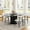 Black Table + 4 Black Chair, variant on 47" to 63" Extendable Dining Table Set of 5, Wooden Table with Storage Pedestal and 4 Fabric Chairs for Apartments and Living Rooms