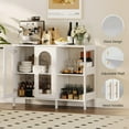 thumbnail image 3 of EDTara Cabinet, Sideboard Buffet Cabinet, Glass Arch Door, 2 Golden Handles & Adjustable Shelves, Multi-Functional for Kitchen Pantry, Laundry Room, Dining Room, 3 of 7