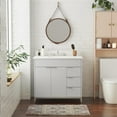 thumbnail image 2 of CosmoLiving Leona 36" Bathroom Vanity, Gray with Silver Metal, 2 of 18