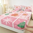 thumbnail image 3 of Manfei Merry Xmas Twin Sheet Sets,Lovely Gingerbread Man Twin Fitted Sheet,Pink Green Flat Sheet For Girls,Luxury Bedroom Decor,3-Piece, 3 of 7