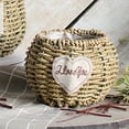 thumbnail image 5 of wtgtog Flower Arrangement Basket, Beige Flax Woven Decor, 4.72x4.72x4.33 Inch Handmade Sturdy, Ideal for Mother's Day Valentine's Day Wedding Home Kitchen Decor, Gift Basket, 5 of 7