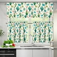 thumbnail image 3 of Green Cactus Kitchen Curtains Set | 3 Piece Valance & Tier | 24" Length | Rod Pocket Short Cafe Curtains | Charming for Living Room, 3 of 4