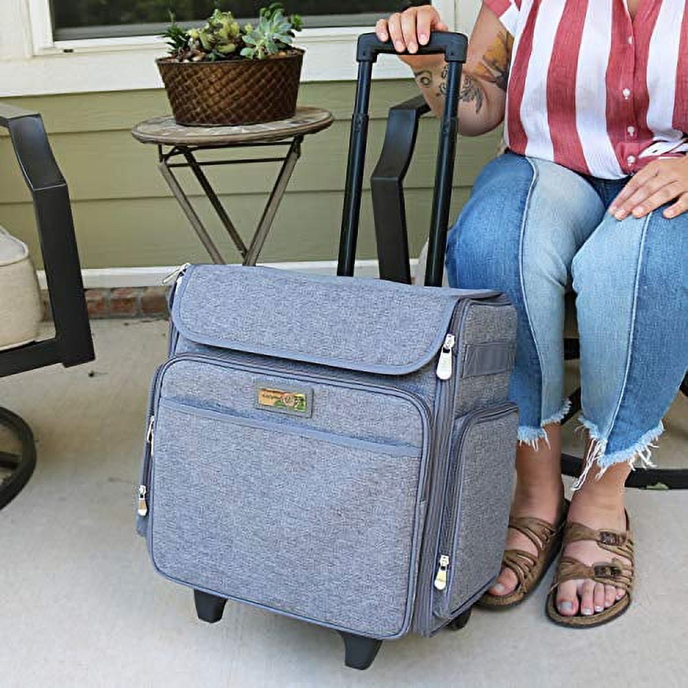 Everything Mary Collapsible Rolling Craft Bag, Heather, Tote With Wheels  For Scrapbook & Art Storage 