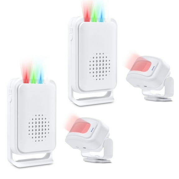 NineLeaf Motion Sensor Alarm,Door Buzzer for Business Entry,Motion Sensor Ring,918ft Long Range,Anti-theft,4-color LED light,17 Music 5 Volume Levels,Easy installation,for Shops, Offices,hotel,2PK