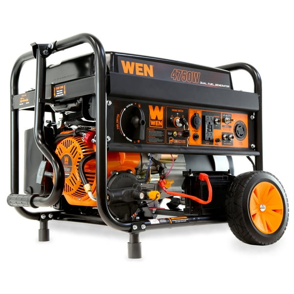 WEN 4,750-Watt 120V/240V Dual Fuel Portable Generator with Wheel Kit, Electric Start, and CO Watchdog (DF475X)