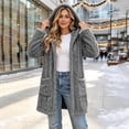 thumbnail image 5 of Open Front Hooded Cardigans for Women Long Fleece Warm Coat Outerwear with Pockets for Daily Wear, 5 of 6