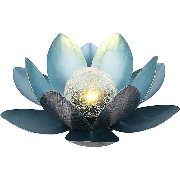 Solar Lamp, Ø 27 cm, Height 11 cm, metal, Silver/Blue