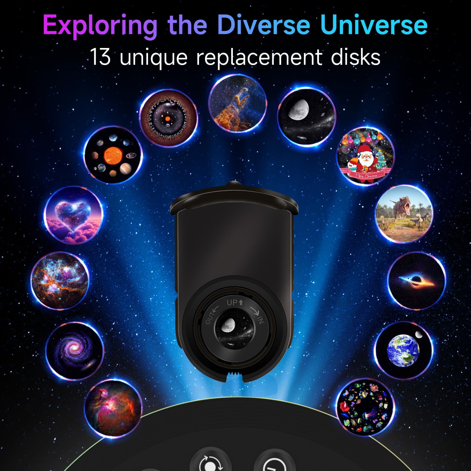 Planetarium Galaxy Projector for Bedroom, 4K 13 in 1 HD Star Projector for Adults & Kids, Timer Adjustable Night Light with Meteor Milky Way Knob , Space Lamp Room Decor for Teens,Black