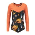thumbnail image 2 of Baywell Gymnastics Leotards for Girls Sparkle One-Piece Long Sleeve Christmas Halloween Activewear Ballet Dance Athletic Leotards Orange 5-12Y, 2 of 10
