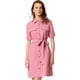 thumbnail image 1 of Vestidos de safari para mujer Vestido camisero con botones y cinturón de manga corta de algodón de verano Rosa M, 1 of 5