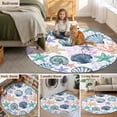 thumbnail image 6 of 7ft Round Rug, Coastal Beach Non-Skid Rubber Backing Large Area Rugs - Living Room Bedroom Home Office, Watercolor Nautical Starfish Shell Indoor Floor Mat Carpets Washable Rug, 6 of 9