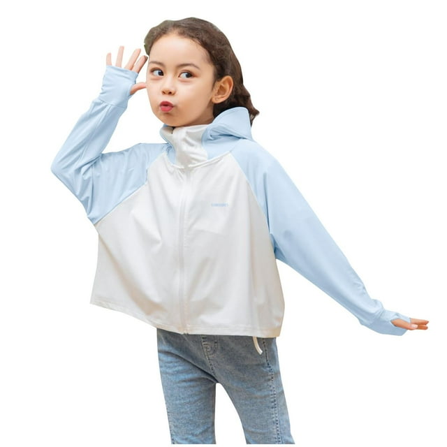 Dealovy Girls Hoodies Sweatshirts Long Sleeve Summer Sun Protection Jackets Full Zip Color Block Baby Clothes