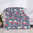thumbnail image 3 of Yiaed happy Skull rose Print Blanket Throw Blanket Soft Cozy Flannel Blanket for Home Bed Sofa Couch Chair-80"x60", 3 of 6