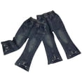 thumbnail image 2 of HAOTAGS Girls Leg Denim Jeans, Loose Straight Bowknot Decoration Casual Fall Pants Navy 1 T, 2 of 3