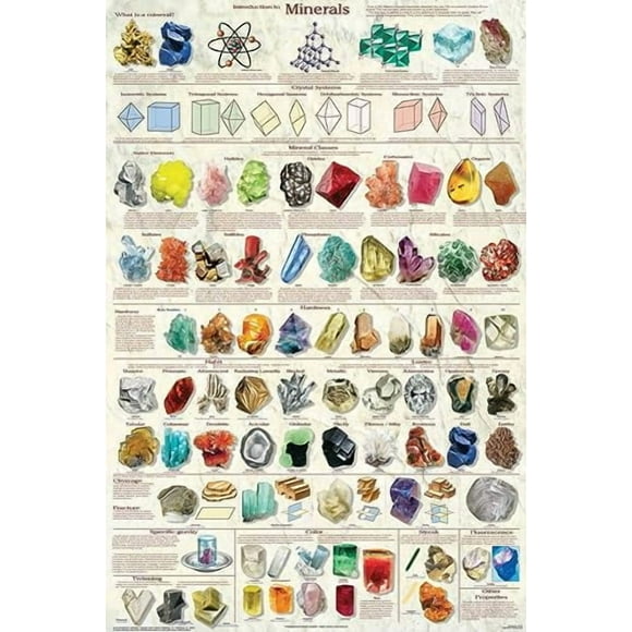 Introduction aux Minéraux Géologie Éducative Science Classe Affiche Imprimée 24x36