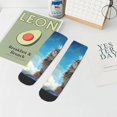 thumbnail image 5 of Salouo Blue Sky Winged Cat Pattern Unisex Middle Tube Socks,Middle-Finger Knee High Socks Over The Calf Tube Stocking Crew Stockings for Women and Men Tube Socks, 5 of 8