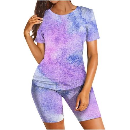

Womens Workout Sets Homewear Tie Dye Two Piece Summer Casual Outfits Set for Women Pajamas Sleepwear Lounge Suits