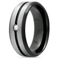 thumbnail image 3 of Men's Stainless Steel with Diamond Accent Black and White Ring, 8mm, 3 of 5