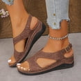 thumbnail image 2 of Rokment Women's Orthopedic Wedges Gladiator Sandals 2026 Beach Summer Comfortable Casual Leather Orthotic Arch Support Platform Mid Heel Walking Dress Sandal Brown Size 6, 2 of 6